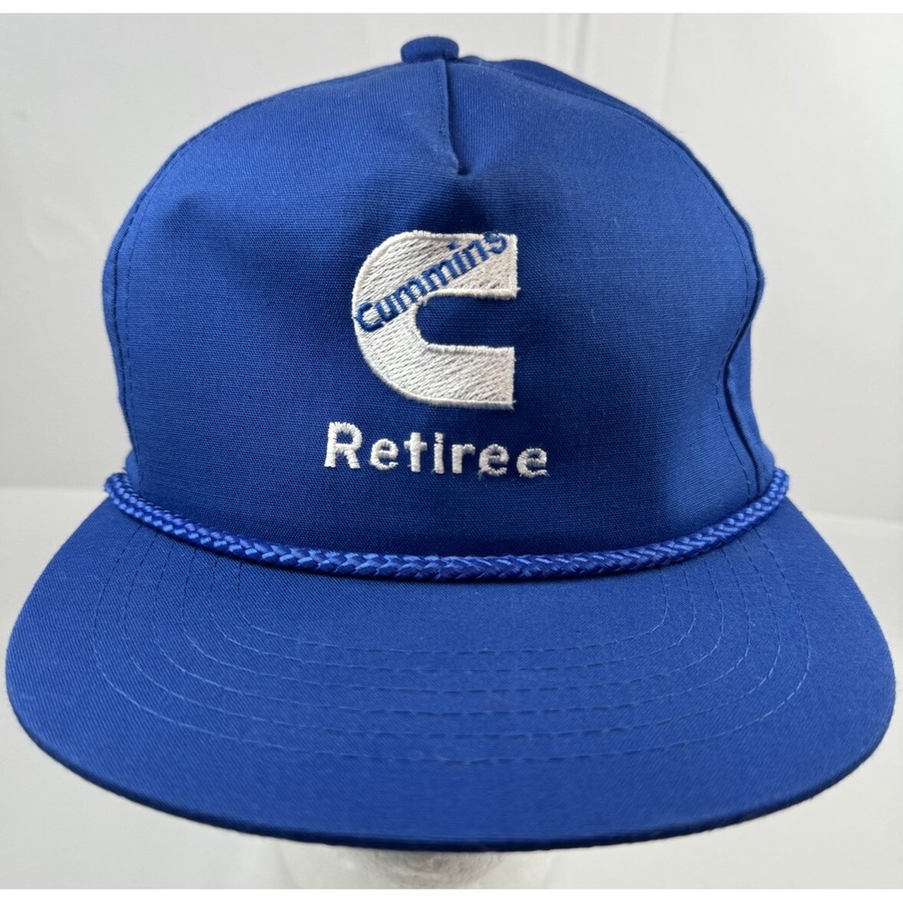 Vintage OSFA Cummins Diesel "Retiree" Blue Snapback Sportsman Truck Rope Hat Cap